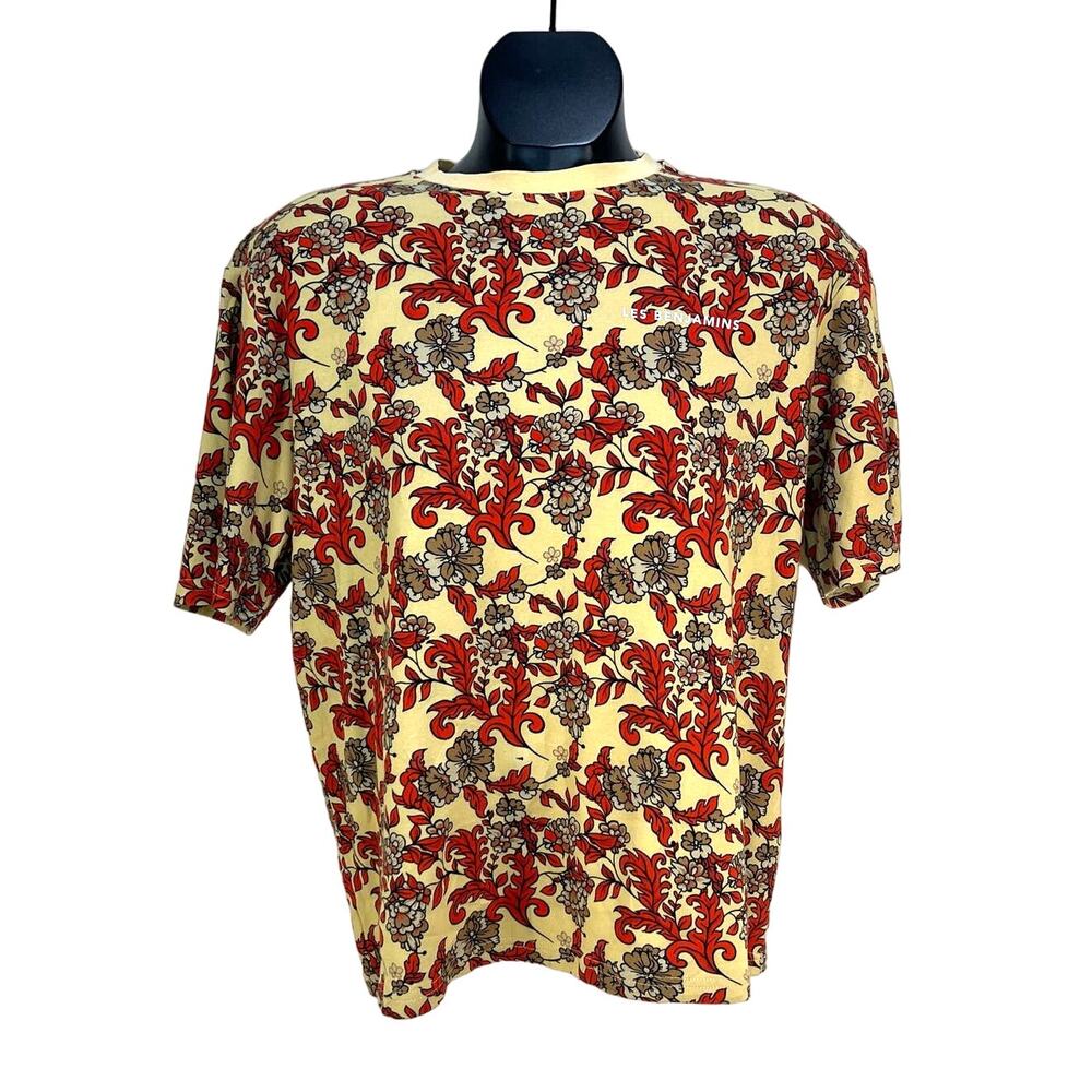 Les Benjamins Oversized Tee Printed Red Yellow Graphic Floral Crewneck